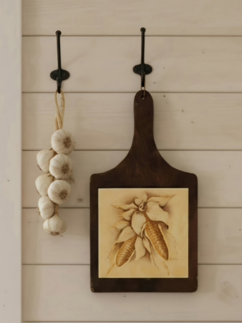 Vintage De Perno Ceramic Tile Corn Wood Cutting Board Wall Plaque Kitchen Decor